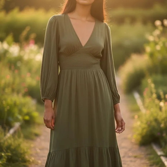 Banana Republic Olive Long Sleeve Dress - Picture 3 of 10